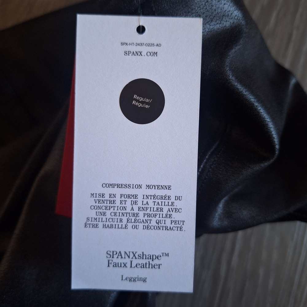 SPANX Faux Leather Leggings Black High Rise Shaping Pants NWT Size Large - Picture 4 of 8